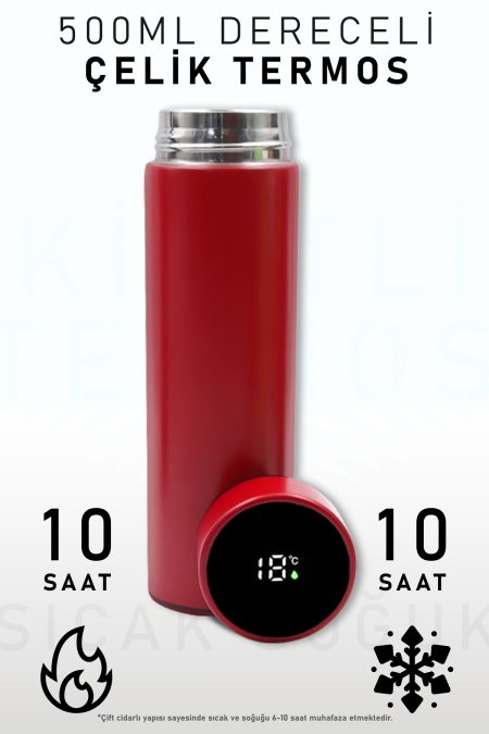 500 ML Kırmızı Dereceli Termos