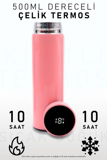500 ML Pembe Dereceli Termos